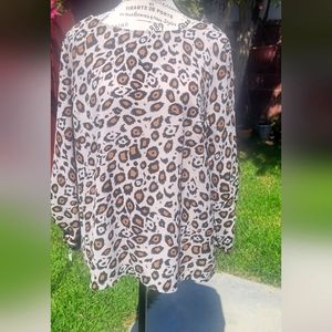 Dana Buchman Long Sleeve Animal Print Blouse